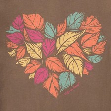 Large NWT Women's Life is Good Fall Leaf Heart Brown LS LITE Crusher Vee