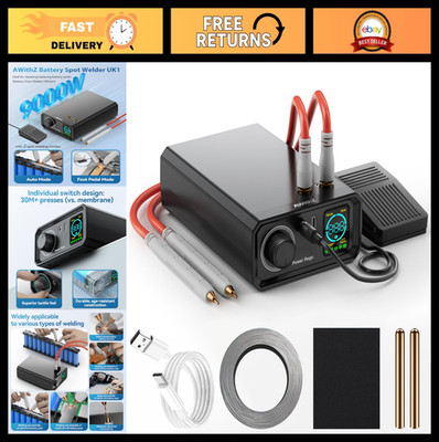 9000W Portable Spot Welder, Adjustable Foot Pedal, Dual Pulse, DIY Battery Packs