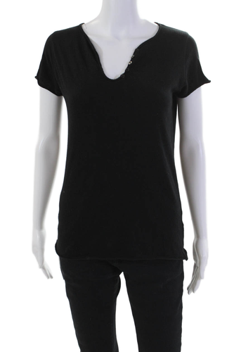 Zadig & Voltaire Womens Cotton Skull Graphic Short Sleeve T-Shirt Black Size S