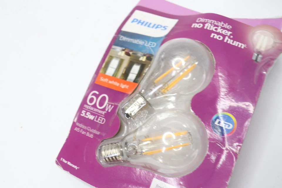 (2-Pk) Philips LED Dimmable A15 Light Bulb 500-Lumen 2700-Kelvin 5.5-Watt - Image 3 of 4