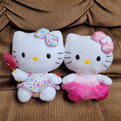 2 TY Hello Kitty by Sanrio Plush with Polka Dot Dress & Hair Bow and Lollipop 6 