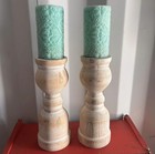 Set of 2 Rustic Farmhouse Wooden  Pillar Candle Holders — photo 1