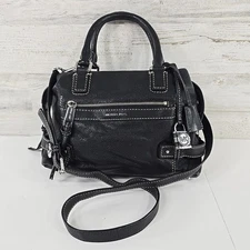 MICHAEL MICHAEL KORS ABBY MEDIUM BLACK LEATHER SATCHEL BAG CROSSBODY STRAP *VGC*
