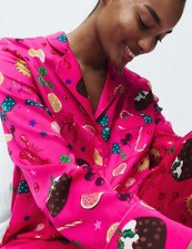 Marks & Spencer Womens Two-piece set Long sleeved Satin Pyjamas in Dark Pink