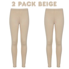 Leggings Cotton Plain Full Length Black UK Size 6 - 30 Womens Ladies Girls