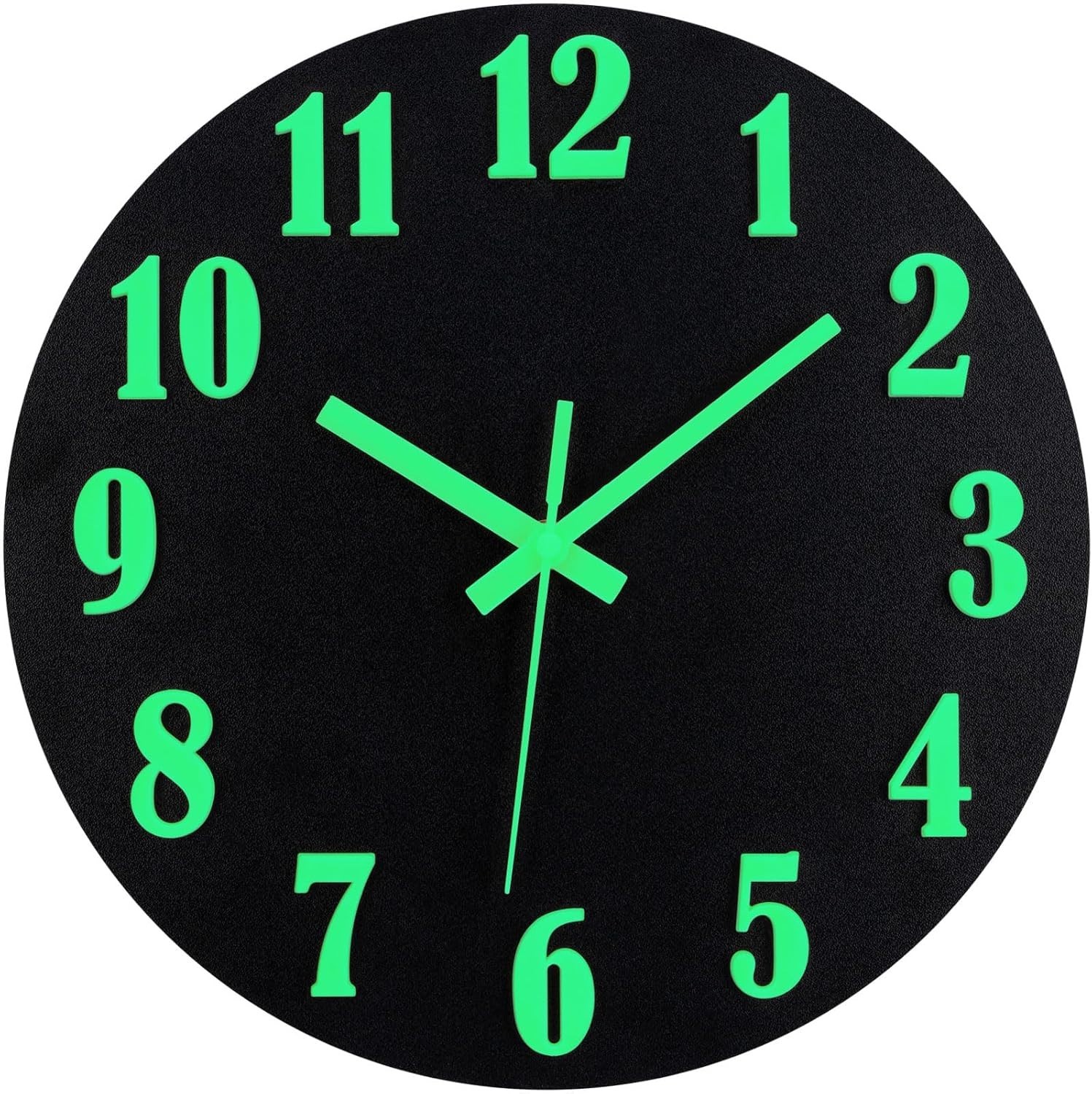 Wall Clock Large Luminous Quartz Night Light Glow In The Dark Silent Home 12Inch
