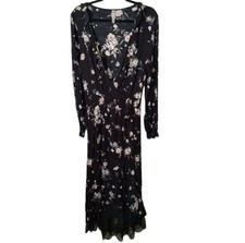 American Rag Women's Size Medium Lace Floral Maxi Dress Black