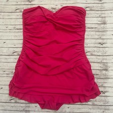 Profile by Gottex Skirt One Piece Swim Dress Sz 12 Bathing Swim Suit Pink Ruched