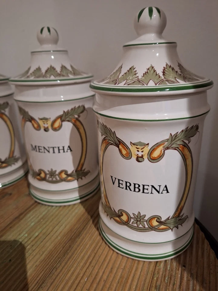 6 anciens pots de pharmacie en céramique baudour Belgium. - Photo 3/4