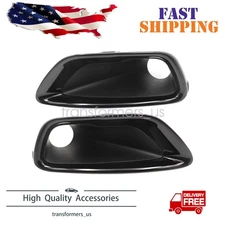 Black Left+Right Fog Light Lamp Cover Bezel For 2017 18-2021 Jeep Grand Cherokee