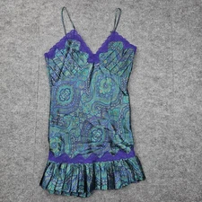 Vintage Victorias Secret Chemise Womens Small Gold Label Paisley Lace Ruffle