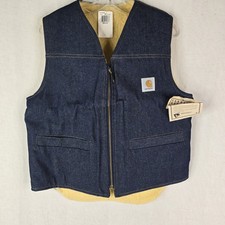 Carhartt Mens Large Deadstock New Sherpa Lined Denim Vintage Vest 70s 80s