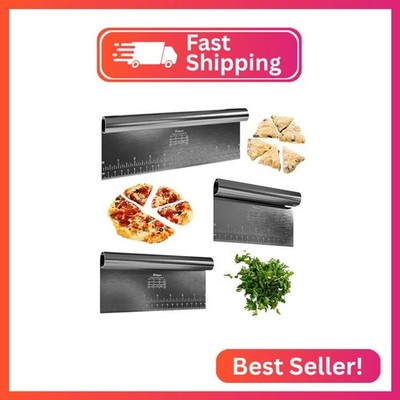 Bakerpan Stainless Steel Heavy Duty Dough Cutter, 3 Size Set - Metal Bench Scrap