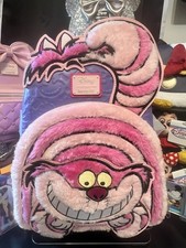 Loungefly Disney Alice In Wonderland Fuzzy Cheshire Cat Mini Backpack NWT