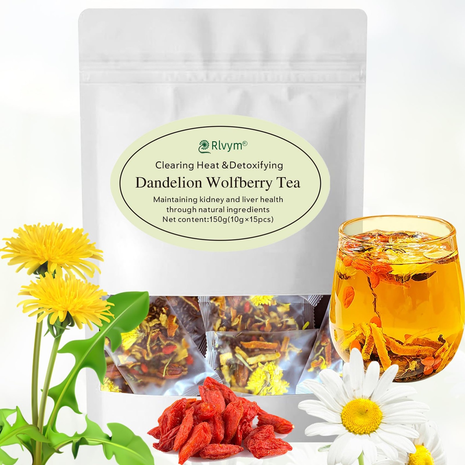 Dandelion Wolfberry Tea, Kidneys & Liver Health, Seven Natural Herbal Ingredient