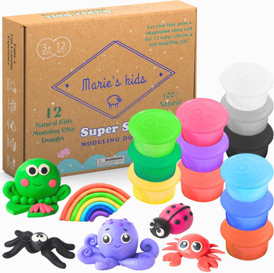 Modeling Clay for Kids - 12 Super Soft & 100% Natural Doughs Made from Wheat Flo
