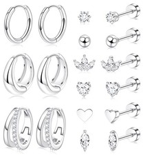 Flat Back Stud Earrings for Women Hypoallergenic Surgical Stainless Steel Fla...