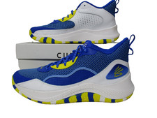 Under Armour Curry 3Z 24 Blue Yellow Mid Basketball Shoes Mens Sz 12