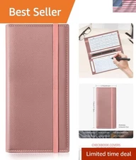 Micro Fiber Leather Checkbook Wallet - Slim & Elegant for Men and Women