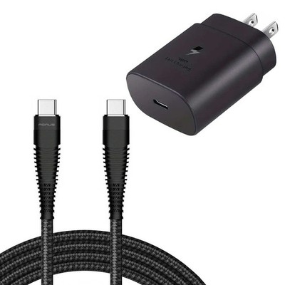 For Galaxy S23/S24/S25/Plus/Ultra/Edge - 25W Fast Home Charger 10ft Long USB-C