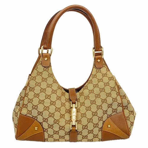 Auth [6fe6735-k] GUCCI Handbag GG canvas New Jackie 124407 Canvas Brown Gold...