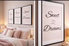 Bedroom Wall Art Prints – Set of 3 A4 Neutral Typography Decor