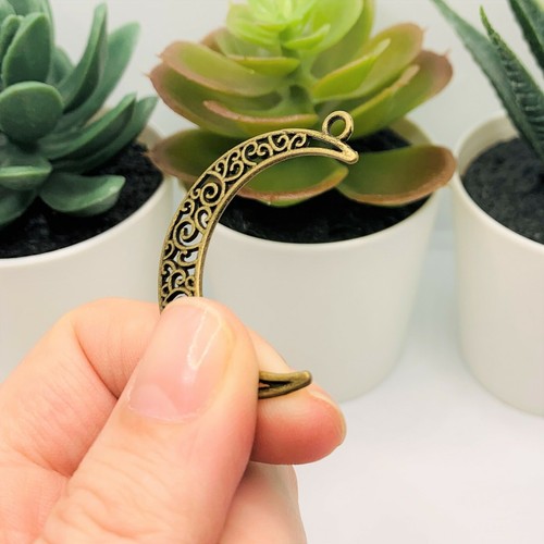 4, 20 or 50 BULK pcs Bronze Crescent Filigree Moon with Hook - US Seller - BR136 - Picture 4 of 4