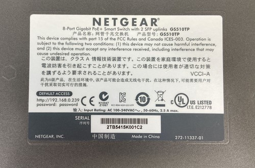 Netgear ProSafe GS510TP 8-Port Gigabit PoE+2x SFP Ports Smart Managed Switch - Picture 8 of 8