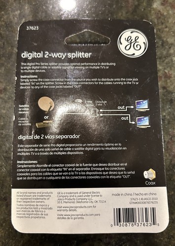 GE Digital 2 Way Splitter Pro High Definition 37623 Cable or Satellite NEW - Picture 2 of 2