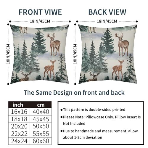Juego de 2 Fundas de Almohada Navidad 18x18 Rústicas 18" x 18" (Pack de 2) Verde - Imagen 4 de 7