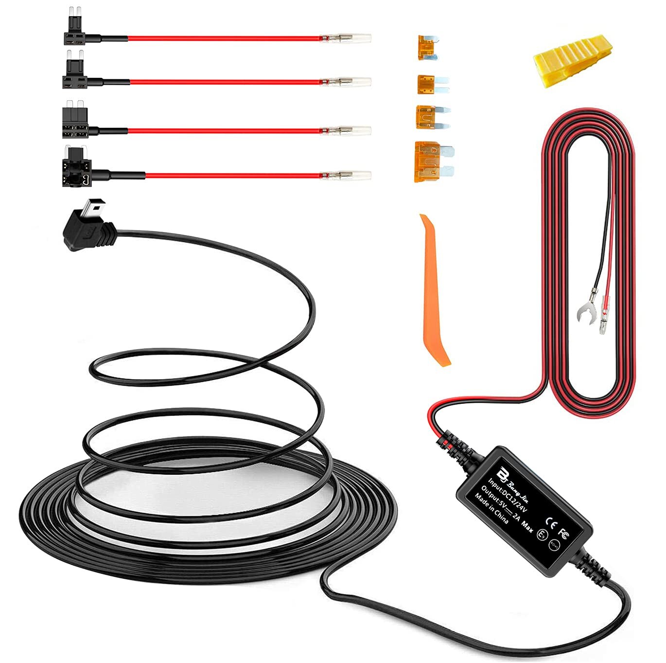 Mini USB Dash Cam Hardwire Kit 12V-24V to 5V/2A Power Charger for Car Dash Cameras-image