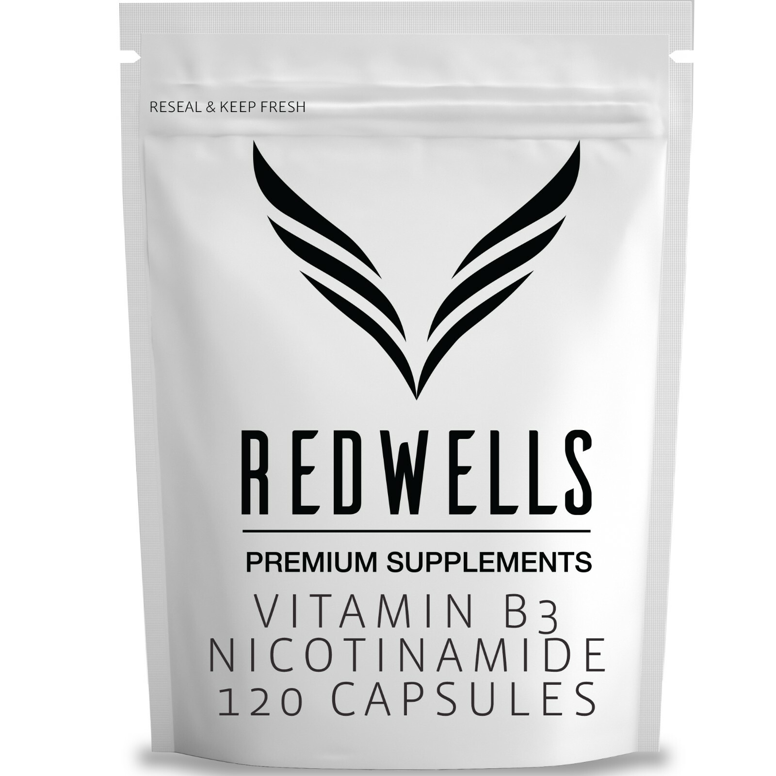 Vitamin B3 Capsules 500mg Nicotinamide REDWELLS No Additives Non Flush 120 Pack