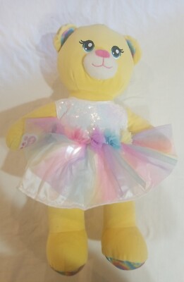 Build A Bear Yellow Tie Dye Bear16'' Plush W/ B.A.B LIGHT UP DRESS. PREOWNED