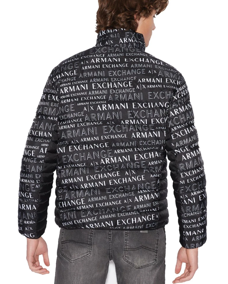 NWT : A|X ARMANI EXCHANGE Mens Logo Print Quilted Puffer Jacket : Black: S - XXL - Image 4 of 4