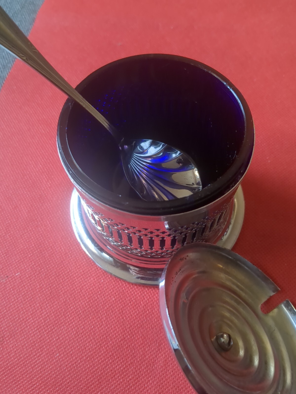 Vintage England Celtic Quality Silver Plate Pierced Condiment Jar with Insert