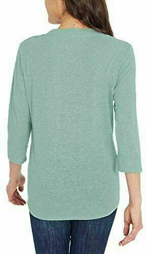 Prenda para mujer Orvis manga 3/4 cuello en V mezcla de lino (verde éter, XXL) nueva con etiquetas - Imagen 2 de 2