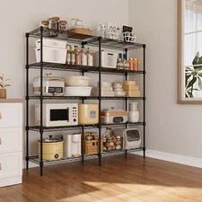 5 Shelf Heavy Duty Storage Wire Shelving Unit Kitchen Garage Rack Shelves Black