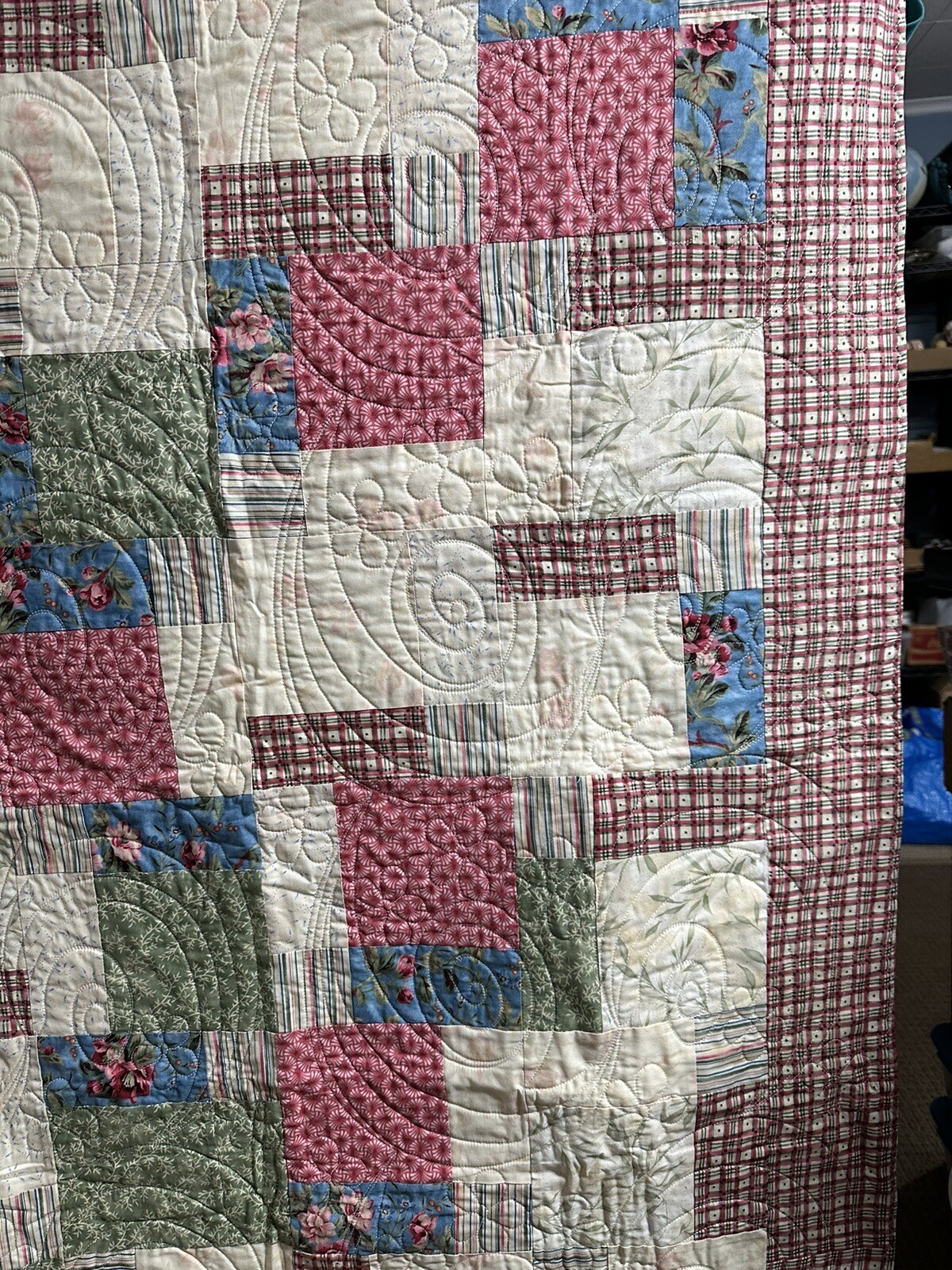 Vintage Cottage Style Quilt/Throw/Wall Hanging patchwork 51x39 decor Shabby eBay
