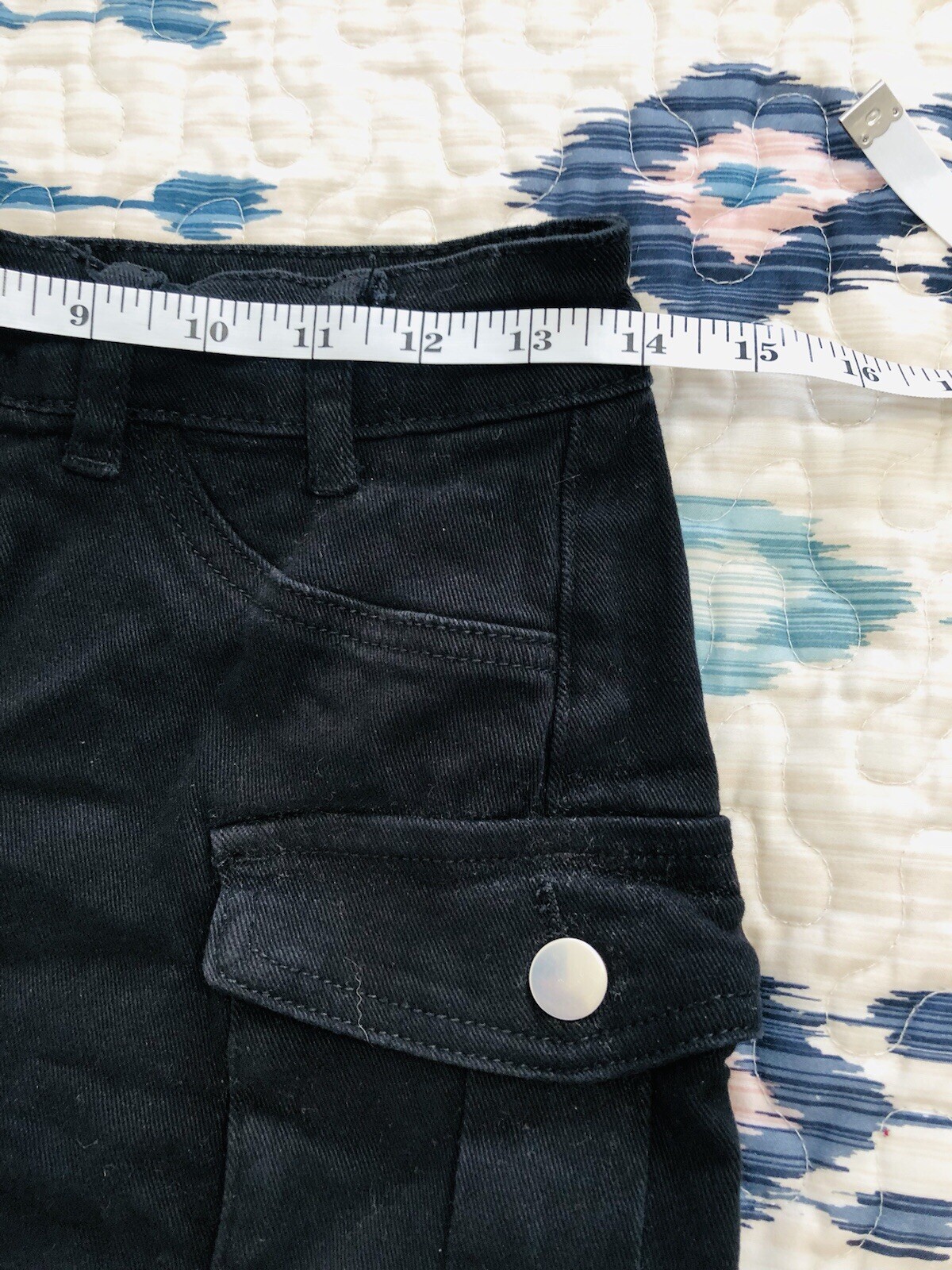 Anrabess Cargo Skirt Size S Pocket Buttons Stretch Black Y2k Trendy Denim Mini