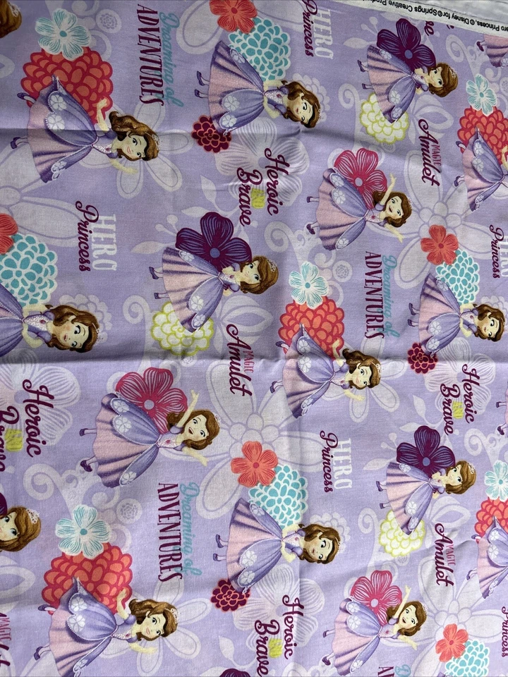 Disney Sofia The First Hero Princess 100% Cotton Fabric Sewing Purple 1/2 Yard - Image 3 of 4