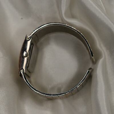 アクセサリー silver rose design bangle watch Women's silver and rosegold floral clasp/bangle hinge style