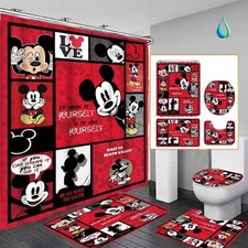 Disney Cartoon Shower Curtain Set, Disney Cartoon Toilet Seat Cover Set