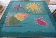 Large Aqua Green Wrap Scarf Beach Print Starfish Sun Crab Cruise Wear