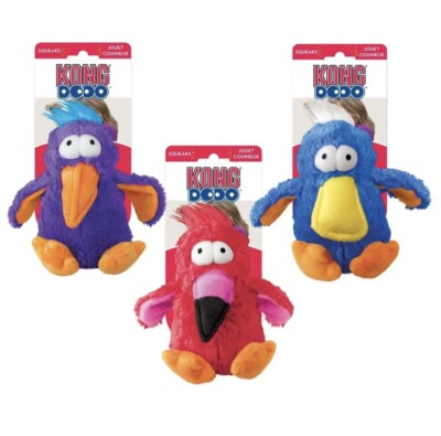 MEDIUM KONG DoDo BIRD Quirky Dog Plush Toy SQUEAKS Soft Colorful NEW TOUGH