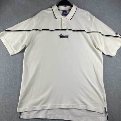 Reebok St Louis Rams Shirt Mens L Polo S/S Off White Y2K NFL Team Apparel VTG