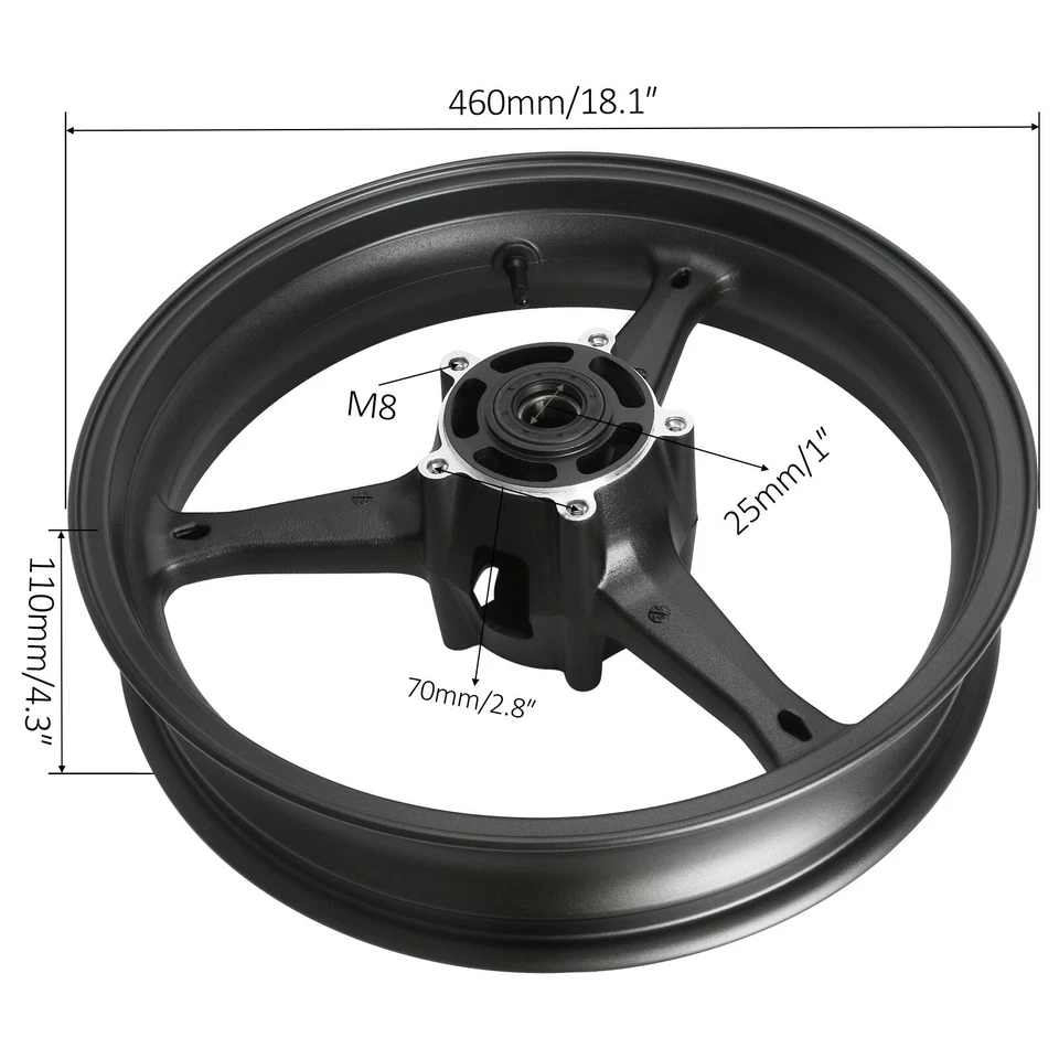 Llanta delantera negra brillante para Suzuki GSXR 600/750 2006-2007 GSXR 1000 RR 05-08 Foto 2 de 4