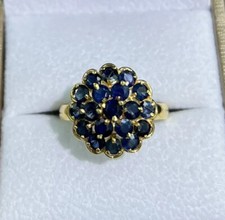 14k Solid Yellow Gold Flower Ring Natural Sapphire 3.30 Grams. Sz 7.75