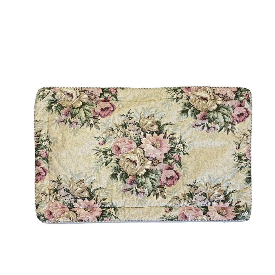 JC Penney Vintage King Shams Fundas de Almohada Rosa Beige Floral Acolchado Par Retirado Foto 3 de 4