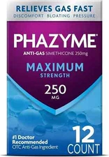 SM Phazyme Maximum Strength Gas and Bloating 250 mg Simethicone 12ct (3 Pack)