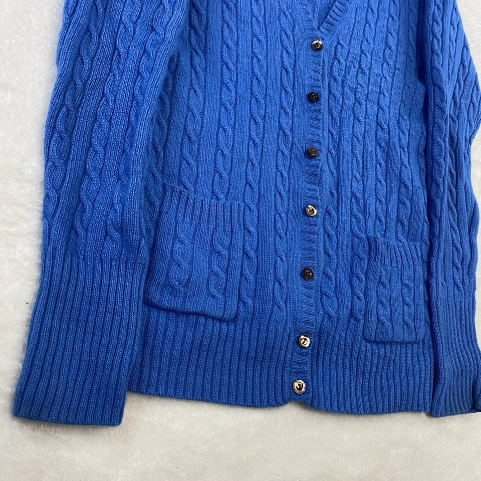 J. Suéter CREW Talla M Tejido Azul Lana Merino Cachemira Angora Pelo de Conejo Cárdigan Foto 4 de 4